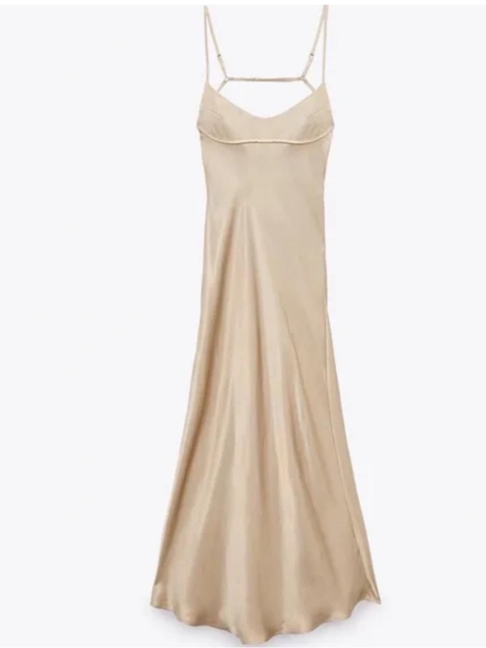 Zara Satin Slip Maxi Dress in Champagne